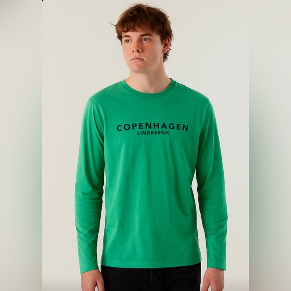 lindbergh Other - Lindbergh Organic Cotton Green Long Sleeve Shirt “Copenhagen” Logo Men’s